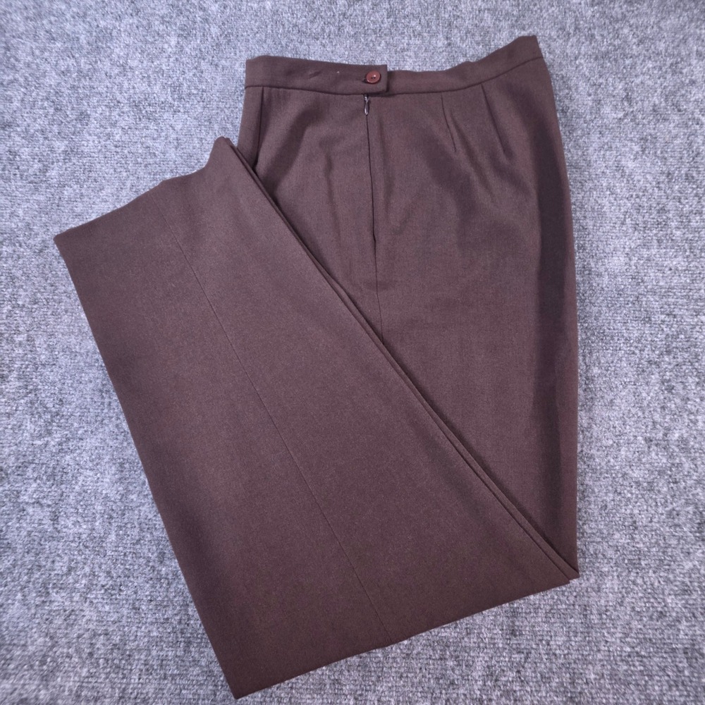 Rafaella Womens Brown Straight Leg Dress Pants Size 12 Side Zip Stretch Career